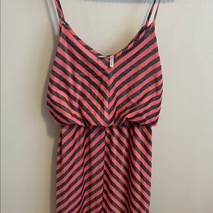 S.H.E. Soul Harmony Energy Coral Grey Striped Maxi Dress M EUC